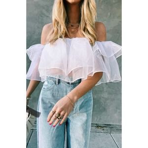 Show me your Mumu Rossella Ruffle Top White Organza